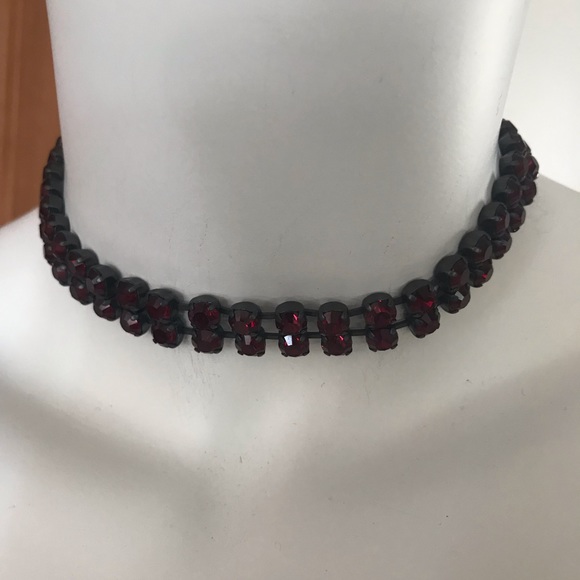 Atlantis Garnet Red Double Strand Swarovski Choker Necklace NEW - Picture 4 of 5